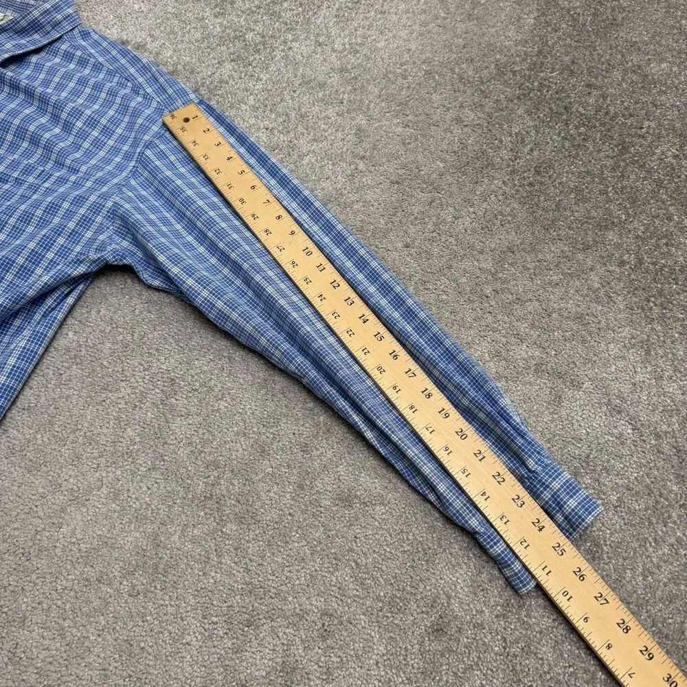 J.Crew Cotton Button Down Shirt Men XL Tall Blue Plaid Long Sleeve Cotton Casual